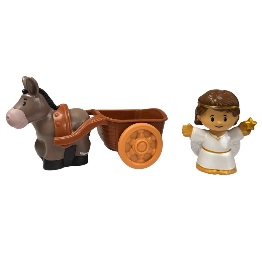 Fisher Price Little People Christmas Nativity Angel, Donkey, & Cart Figures